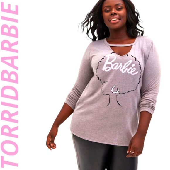 NEW TORRID BARBIE PLUS SIZE SUPER SOFT CHOKER LONGโSLEEVE TEE. - Picture 2 of 15